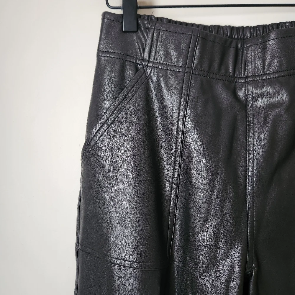SPANX | Leather Like Pull On Black Joggers - Size S